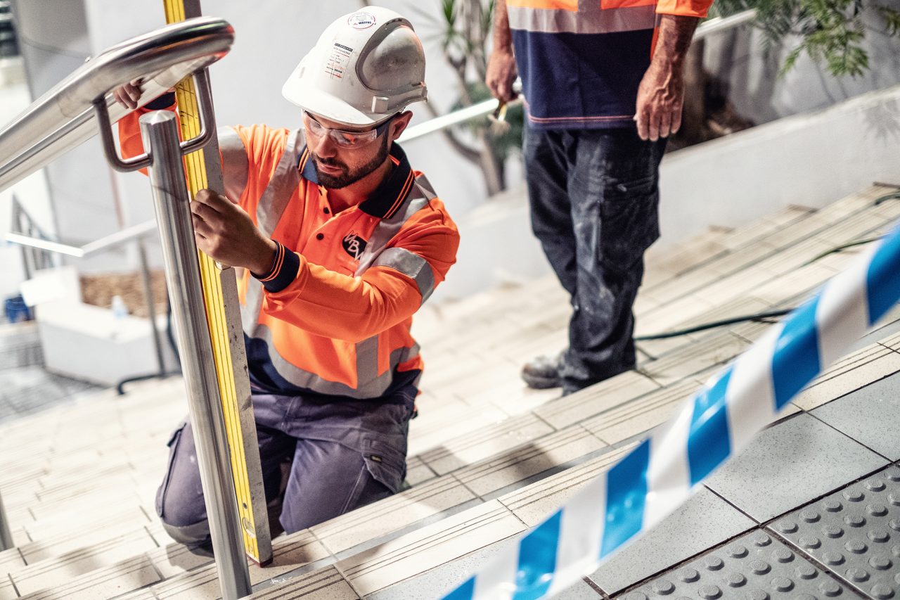 Steel Handrail Posts Installation Parramatta Railway Station UBW